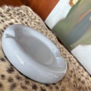 Vintage 80s Mod Light Grey Ceramic Ashtray Catch- All